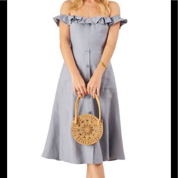 Reformation Hattie Off the shoulder linen midi dress - Picture 2 of 7